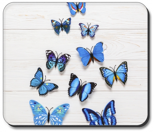 Blue Butterflies on Wood - #2850