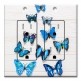 Printed 2 Gang Decora Duplex Receptacle Outlet with matching Wall Plate - Blue Butterflies on Wood