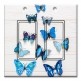 Printed Decora 2 Gang Rocker Style Switch with matching Wall Plate - Blue Butterflies on Wood
