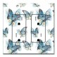 Printed 2 Gang Decora Duplex Receptacle Outlet with matching Wall Plate - Blue Butterflies on White Flowers