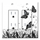 Printed 2 Gang Decora Duplex Receptacle Outlet with matching Wall Plate - Black and White Butterfly