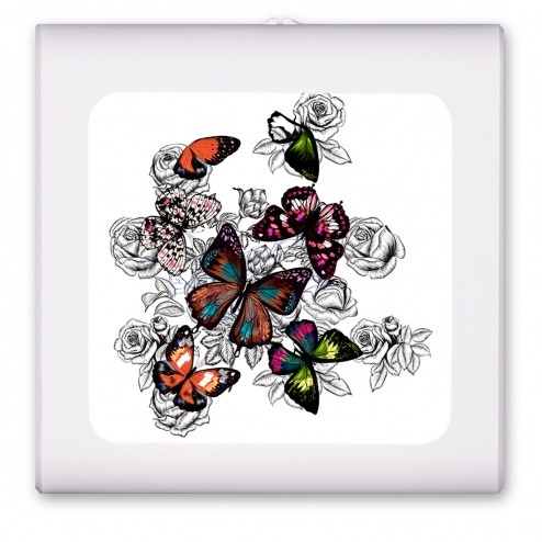 Colorful Butterflies with Roses - #2859