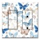 Printed 2 Gang Decora Switch - Outlet Combo with matching Wall Plate - Blue and Tan Butterfly Toss