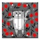 Printed 2 Gang Decora Duplex Receptacle Outlet with matching Wall Plate - Gray Cat with Red Flowers
