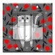Printed Decora 2 Gang Rocker Style Switch with matching Wall Plate - Gray Cat with Red Flowers