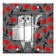 Printed 2 Gang Decora Switch - Outlet Combo with matching Wall Plate - Gray Cat with Red Flowers