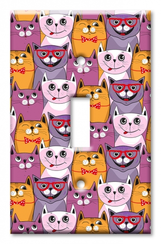 Pink, Purple and Orange Cats - #2865