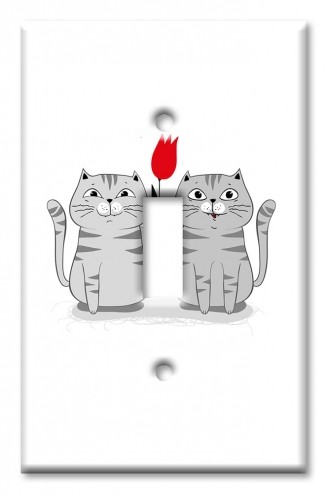 Art Plates - Decorative OVERSIZED Switch Plate - Outlet Cover - Spring is Coming - Two Cats