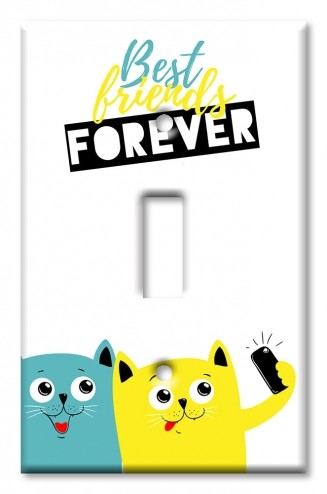 Art Plates - Decorative OVERSIZED Wall Plates & Outlet Covers - Best Friends Forever - Cat Selfie