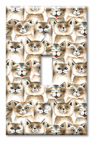 Art Plates - Decorative OVERSIZED Wall Plates & Outlet Covers - Brown Cat Toss