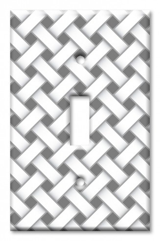 Art Plates - Decorative OVERSIZED Wall Plate - Outlet Cover - Gray and White Cross Hatch