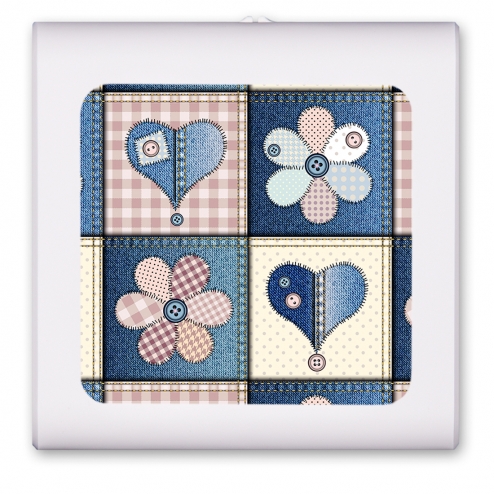 Girly Denim Fabric Squares - #2899