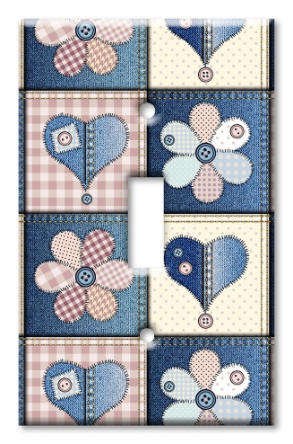 Girly Denim Fabric Squares - #2899