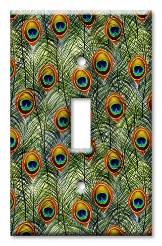 Art Plates - Decorative OVERSIZED Switch Plates & Outlet Covers - Peacock Feathers