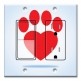 Printed 2 Gang Decora Switch - Outlet Combo with matching Wall Plate - Red Dog Paw Heart