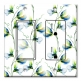 Printed 2 Gang Decora Switch - Outlet Combo with matching Wall Plate - Blue and White Watercolor Flowers