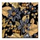 Printed 2 Gang Decora Duplex Receptacle Outlet with matching Wall Plate - Black and Gold Flowers