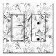 Printed 2 Gang Decora Switch - Outlet Combo with matching Wall Plate - Grayscale Floral Line Art