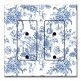 Printed 2 Gang Decora Duplex Receptacle Outlet with matching Wall Plate - Blue Flower Line Art