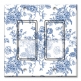 Printed Decora 2 Gang Rocker Style Switch with matching Wall Plate - Blue Flower Line Art