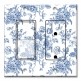 Printed 2 Gang Decora Switch - Outlet Combo with matching Wall Plate - Blue Flower Line Art