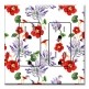 Printed 2 Gang Decora Duplex Receptacle Outlet with matching Wall Plate - Red and Purple Flowers