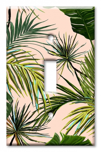 Art Plates - Decorative OVERSIZED Switch Plates & Outlet Covers - Palm Fronds with Tan Background