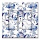 Printed Decora 2 Gang Rocker Style Switch with matching Wall Plate - Blue and Gray Flower Toss