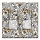 Printed Decora 2 Gang Rocker Style Switch with matching Wall Plate - White and Gold Flowers
