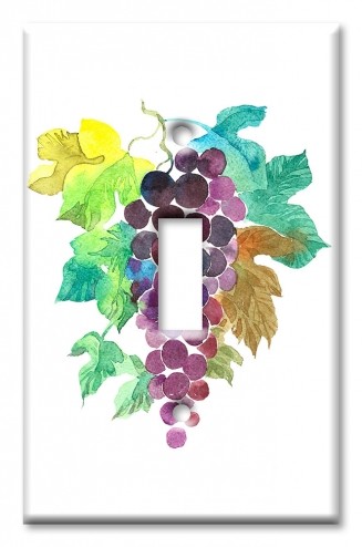 Art Plates - Decorative OVERSIZED Switch Plates & Outlet Covers - Purple Grape Painting
