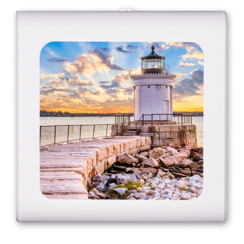White Lighthouse on the Rocks - #2991