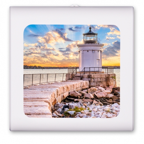 White Lighthouse on the Rocks - #2991