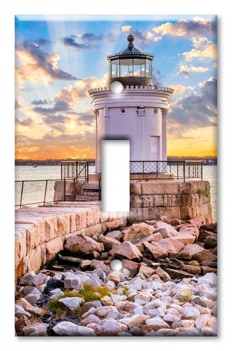 White Lighthouse on the Rocks - #2991