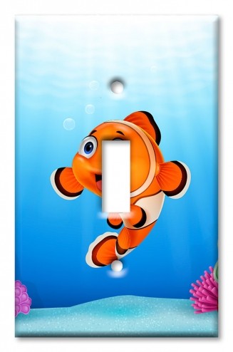 Art Plates - Decorative OVERSIZED Wall Plate - Outlet Cover - Friendly Clown Fish