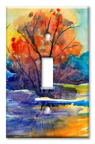 Art Plates - Decorative OVERSIZED Switch Plate - Outlet Cover - River Watercolor Painting