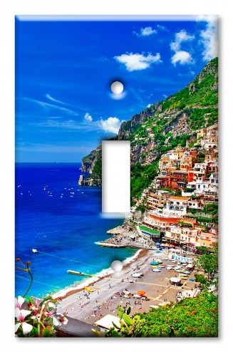 Art Plates - Decorative OVERSIZED Switch Plate - Outlet Cover - Village on the Seaside