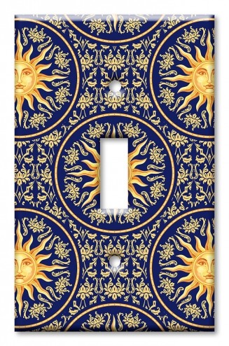 Art Plates - Decorative OVERSIZED Wall Plate - Outlet Cover - Golden Sun Toss