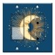 Printed 2 Gang Decora Switch - Outlet Combo with matching Wall Plate - Golden Moon with Blue Background