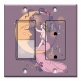 Printed 2 Gang Decora Switch - Outlet Combo with matching Wall Plate - Moon and Woman with Purple Background