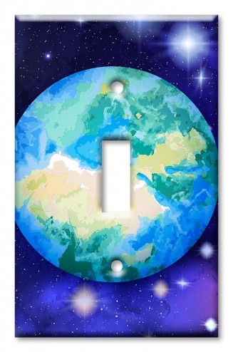 Art Plates - Decorative OVERSIZED Wall Plate - Outlet Cover - Earth Painting