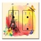 Printed 2 Gang Decora Duplex Receptacle Outlet with matching Wall Plate - Eiffel Tower with Butterfly