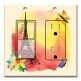 Printed 2 Gang Decora Switch - Outlet Combo with matching Wall Plate - Eiffel Tower with Butterfly