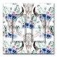 Printed Decora 2 Gang Rocker Style Switch with matching Wall Plate - Bull Skull and Blue Flowers
