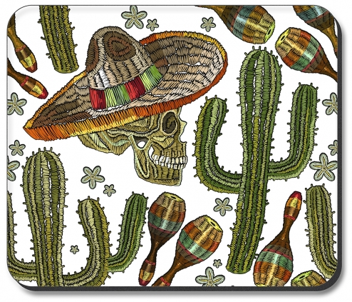 Skulls and Cactus White Background - #3104