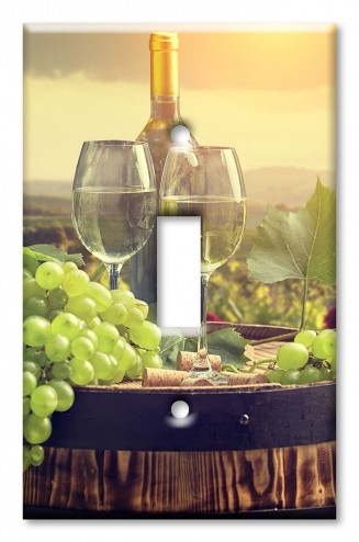 Art Plates - Decorative OVERSIZED Wall Plate - Outlet Cover - Green Grapes and Wine