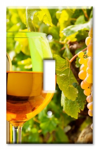 Art Plates - Decorative OVERSIZED Switch Plate - Outlet Cover - White Wine with Yellow Grapes