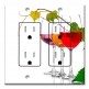 Printed 2 Gang Decora Duplex Receptacle Outlet with matching Wall Plate - Wine Glasses on White Background