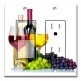 Printed 2 Gang Decora Switch - Outlet Combo with matching Wall Plate - Red and White Wine on White Background