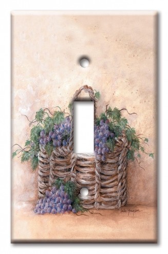 Art Plates - Decorative OVERSIZED Wall Plate - Outlet Cover - Grape Basket