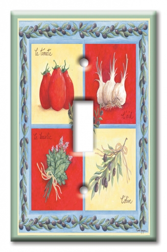 Art Plates - Decorative OVERSIZED Wall Plate - Outlet Cover - Garlic Plaque